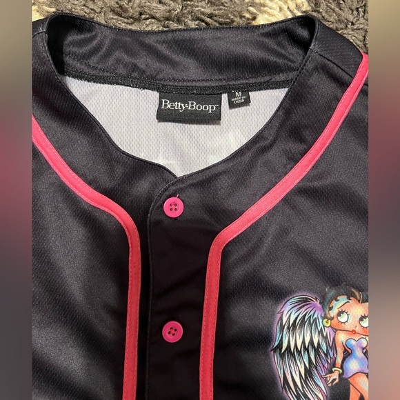 Betty Boop Born to Rise Baseball Button Up Jersey Y2K - Picture 5 of 8